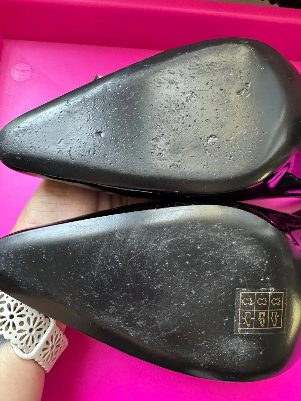 Tory Burch Pierced Black Patent Leather Slingback Heels - Size 8.5